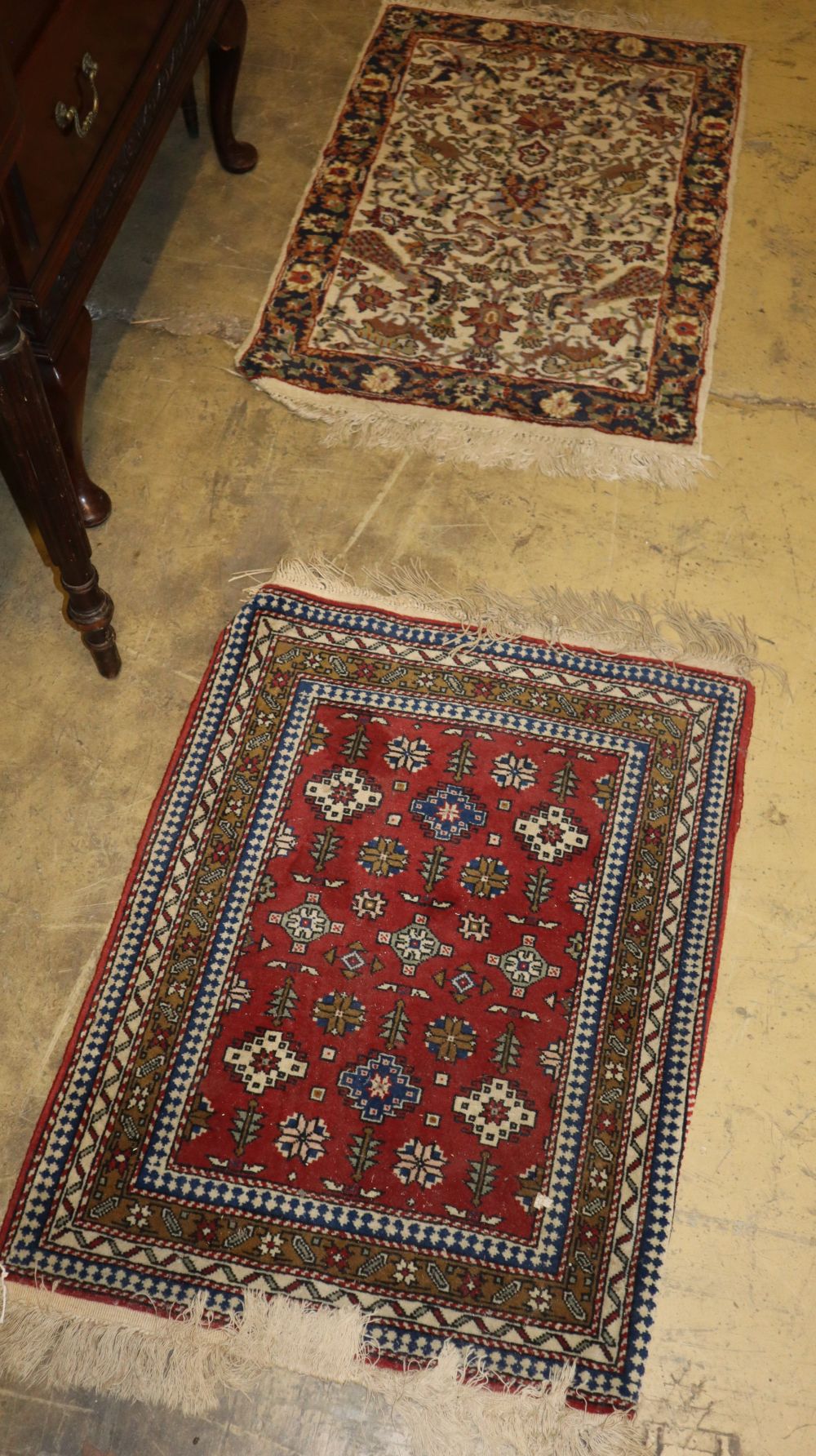 Two North West Persian prayer mats, larger 80 x 60cm
